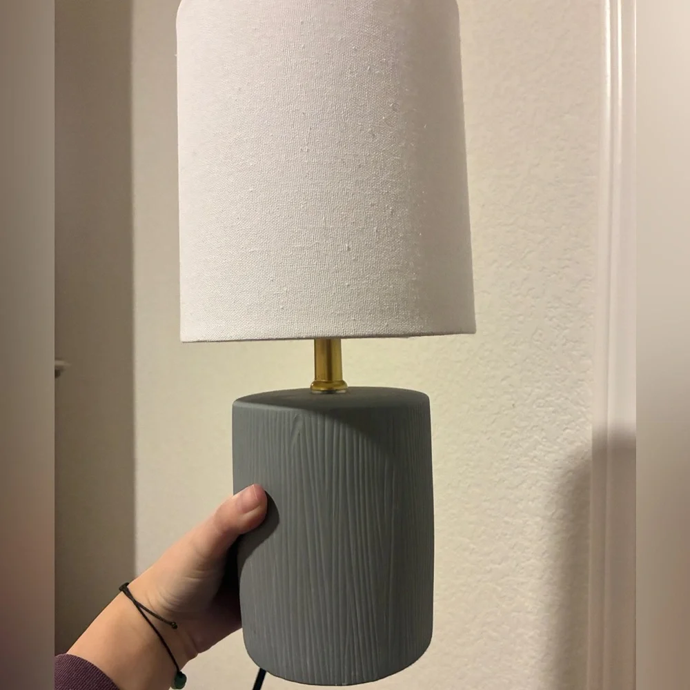 Threshold Gray Wood Grain Table Lamp – Modern 13” Accent Lamp